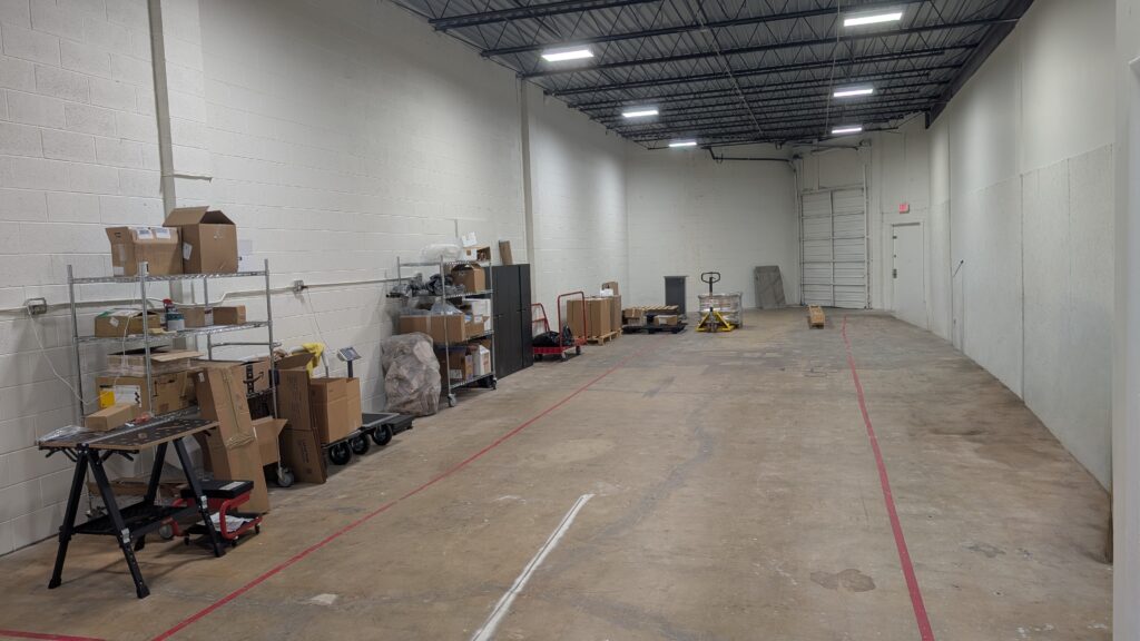 Warehouse with shipping boxes and carts in Richmond, Virginia